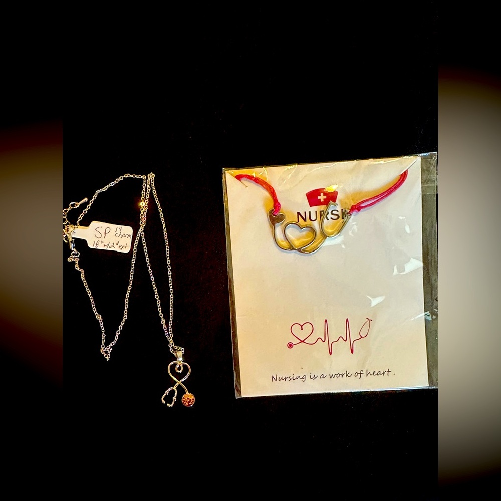 Heart and stethoscope Necklace and bracelet, NWT